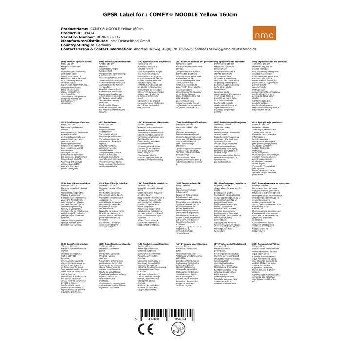 Frite de Piscine Jaune 160cm : Amusement Aquatique Garanti