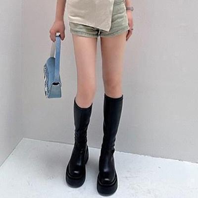 Осенняя и зимняя обувь больших размеров, удобные, на толстой подошве, эластичные, на высоком каблуке, женские сапоги