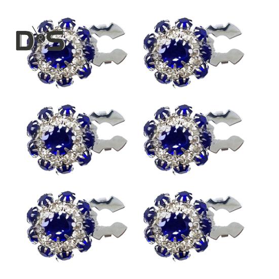 1/6Pcs Button Covers Faux Pearls Shiny Rhinestone Flower Shape Button Clip with Pliers Press Dress Suit Tux Accessories