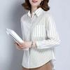 Женская весенняя блузка с длинным рукавом в полоску, свежий дизайн, топы с отворотами