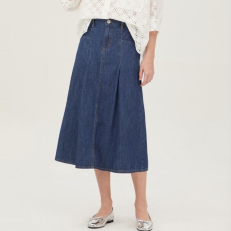 [benetton] BAck BAnding A Line Denim Skirt bAskA5531