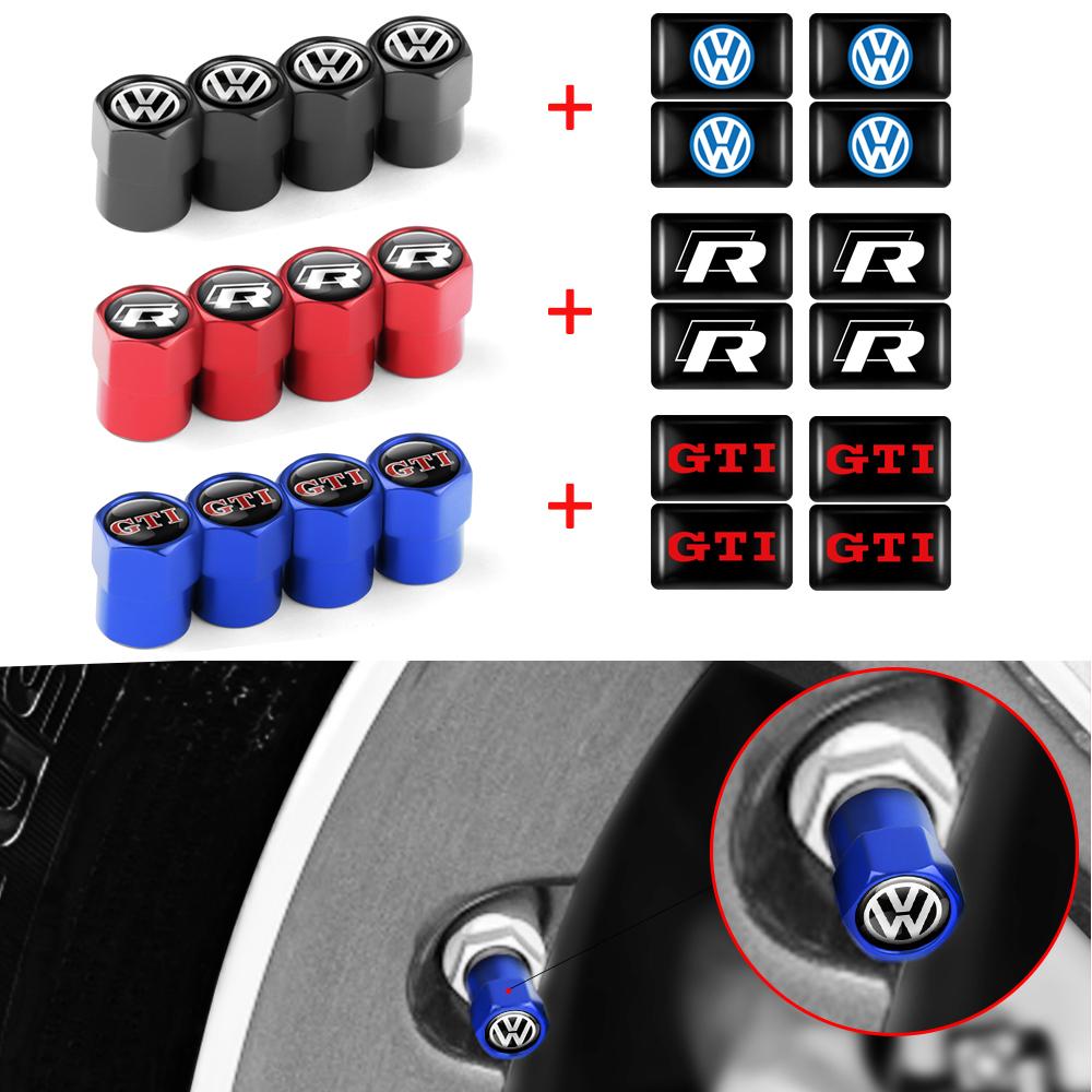 ZDFVU1 Car Metal Wheel Tire Valve Caps 3D Epoxy Badge Interior Sticker For Volkswagen VW R Polo Passat B5 Golf 4 5 6 Tiguan Jetta GTI