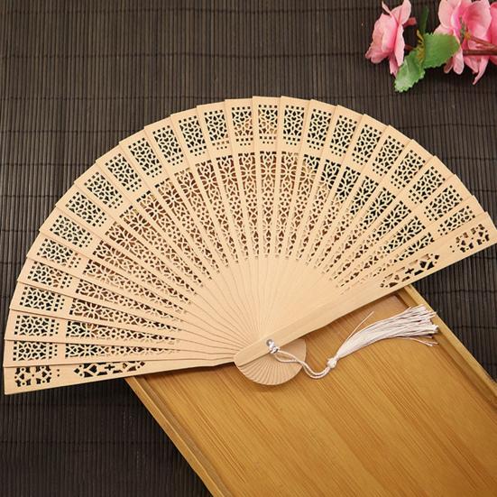 1/10/20Pcs Wooden Folding Fan Hollow Portable Fan Summer Hand Held Ribs Wedding Desktop Decoration