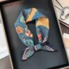 New Happy Tree Silk Cotton Small Square Scarf Women's Summer Sweet Temperament Silk Scarf Commuter Decoration Versatile Professional Small Scarf