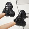 Панк Стиль Женская Обувь на Толстой Подошве Для Женщин На Шнуровке Круглый Носок Мужские Кроссовки на Платформе Женские Папины Кроссовки Готические Ботильоны