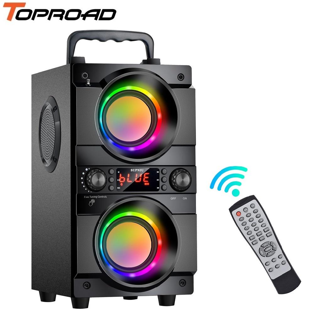 TOPROAD 60W Портативный Bluetooth-колонка.Стерео бас, устройство для Караоке Вечеринок.Всторин Сабвуфер Поддержка FM-радио RGB СВЕТОДИОДНЫЙ свет