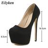 Eilyken Сексуальные женские туфли-лодочки, свадебные фетиш-сапоги, лаконичные туфли без шнуровки на высоком каблуке и платформе с очень круглым носком