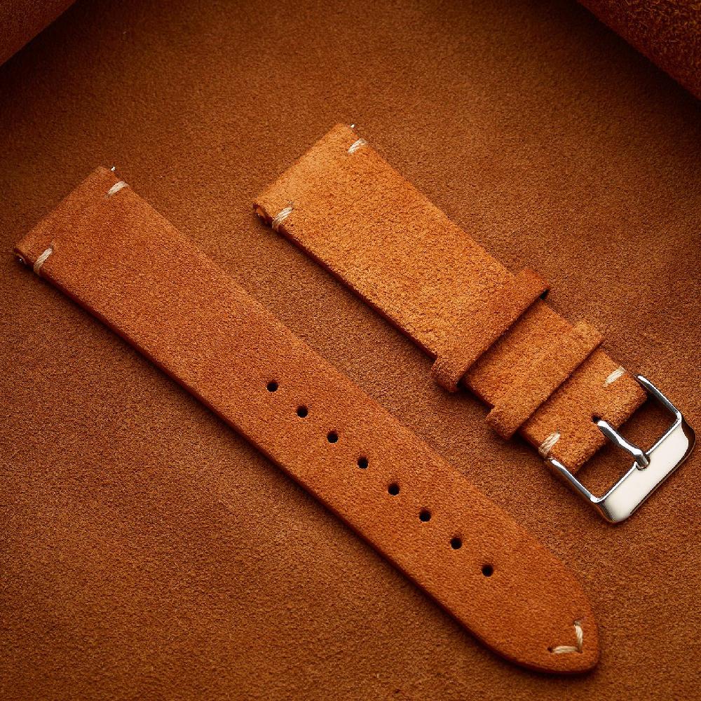 Винтажные замшевые ремешки для часов из натуральной кожи 14мм 16мм 18мм 20мм 22мм Браслет Ремешок Быстросъемный ремешок для часов для мужчин Женский браслет