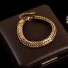 316L Stainless Steel Thick Wrist Chain Bracelet Bangle For Women Men Trendy 18K Gold Plated Waterproof Jewelry Bijoux