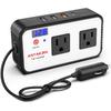 200W Car Power Inverter, DC 12V To 110V AC Car Plug Adapter With 20W USB-C & 18W USB-A Dual AC Outlet, PD/QC Fast Car Charger For Laptop, Vehicles,