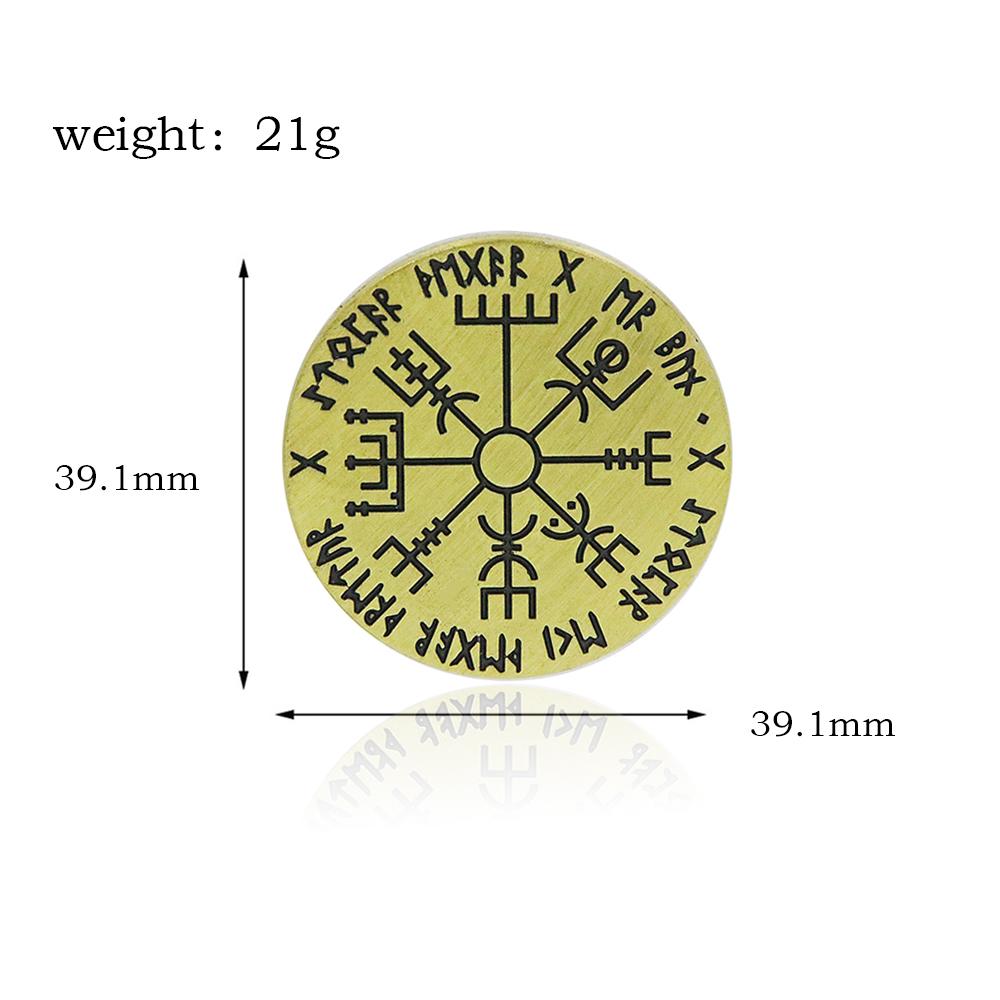 Северный Вегвисир Viking Compass Монета Магический Рунический Посох Нумерация Монет Коллекция Талисман Сувенир Украшение