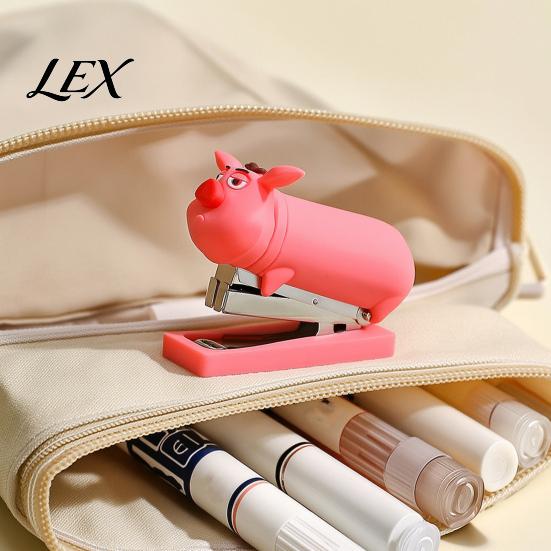 Cartoon Pig Stapler for Back to School Mini Stapler, Cute Shape, Portable Lightweight PVC Small Binding Tool Notebooks Shell Tool, Handheld And Office