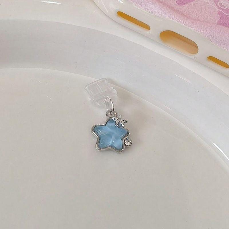 Cute Diamond Star Shaped Phone Anti Dust Plugs Charging Port Protector Stopper Cap Covers For iPhone Micro USB Jack Type C Plugs