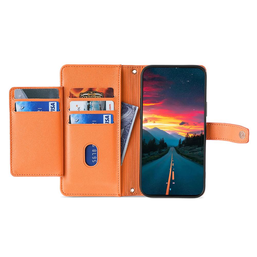Для Samsung Galaxy M55 5G/C55 5G/F55 5G Чехол-кошелек из ПУ кожи на молнии с 2 ремешками