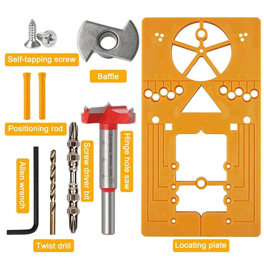 Hinge Drilling Puncher, High Accuracy Portable Hinge Drill Locator, Carpentry Punching Tool With 35mm Hole Opener For Cabinet Door Hinges Mounting