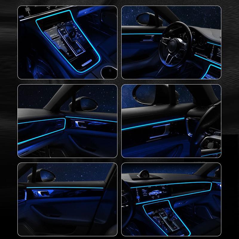 300CM Car Interior EL Wiring Neon Strip LED Decorative Lamp DIY Light for Dashboard Door Footwell Auto Decoration