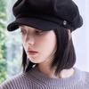VA Square Studded Wool Newsboy Cap Black