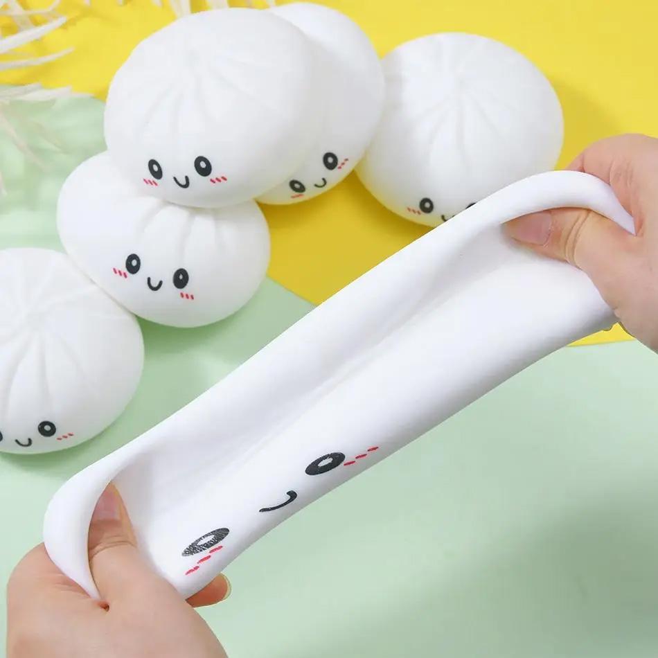 Colorful Dumpling squishies Stress Balls Stress Relief Tactile Toys Simulation Food with Steamer Squeeze Dough Ball for Anxiety Relief