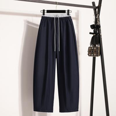 Летние тонкие свободные и универсальные повседневные брюки контрастного цвета с высокой талией и драпировкой прямого кроя