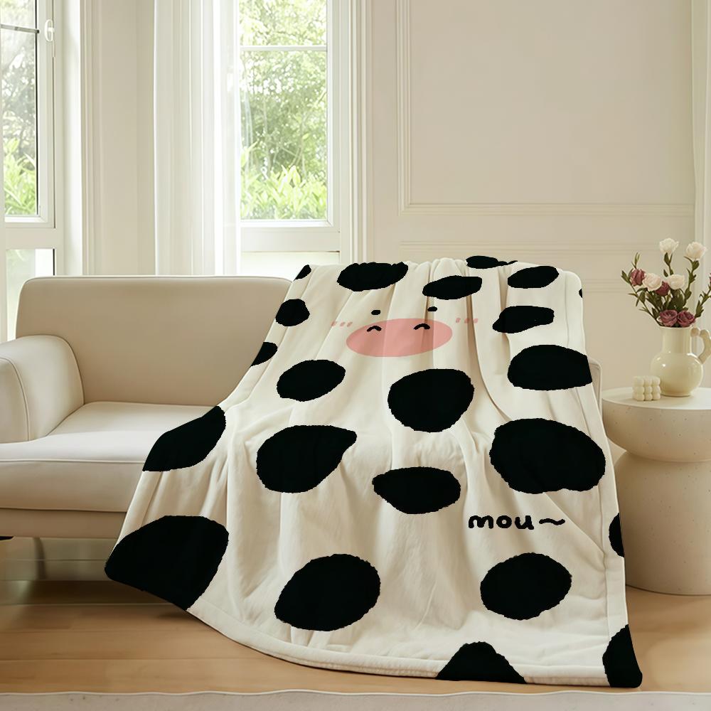 Holstein Spots Cow Texture Blanket Warm Soft Suitable For Bedroom Sofa Bed Living Room Office Travel Camping Gifts