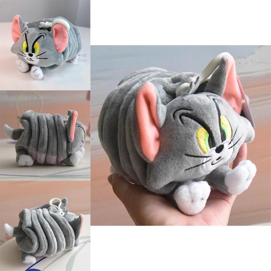 Плюшевая игрушка Hugkis Том Кот, фигурка с вибрирующей пружиной, милый мультяшный кулон-кукла для подвешивания, высота 13 см, авторизованное издание