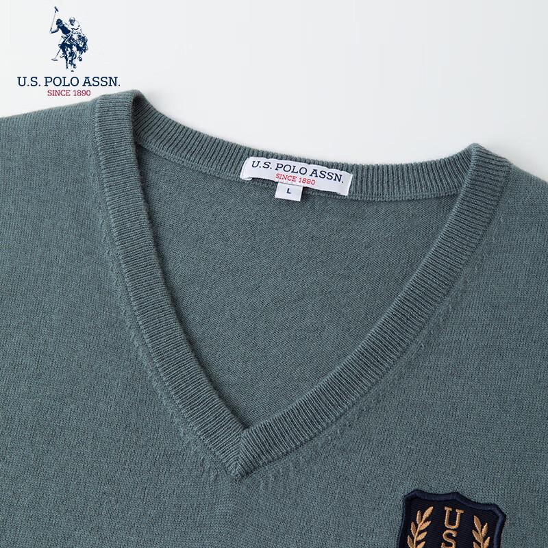 U.S. Polo Assn. Мужской вязаный жилет из чистой шерсти в стиле business casual