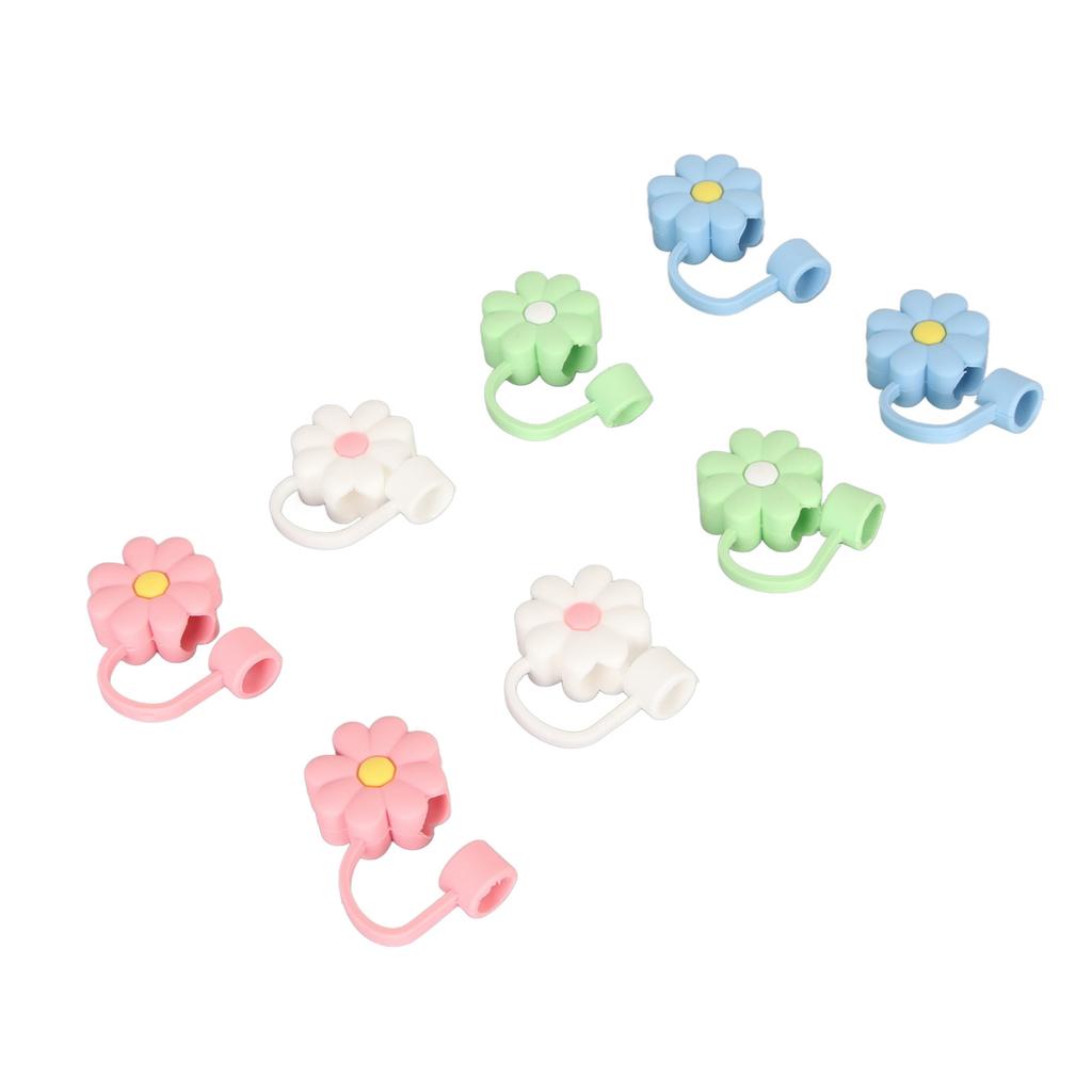 8Pcs Straw Covers Dustproof Decorative Portable Odorless Reusable Silicone Straw Toppers for Party Shopping Home