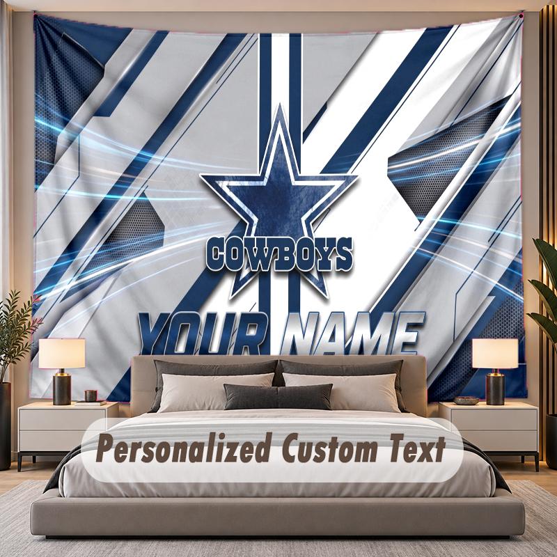 Custom Name Text Tapestry Dallas Cowboys Personalized Polyester Wall Tapestry For Bedroom And Room