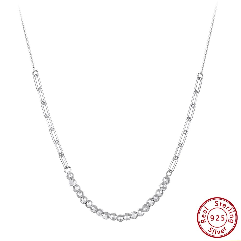 ORSA JEWELS Модный Сплайс Цепочка-Скрепка Шарики Бусины Ожерелье Шарм 925 Стерлинговое Серебро Женские Модные Украшения Подарок APN57