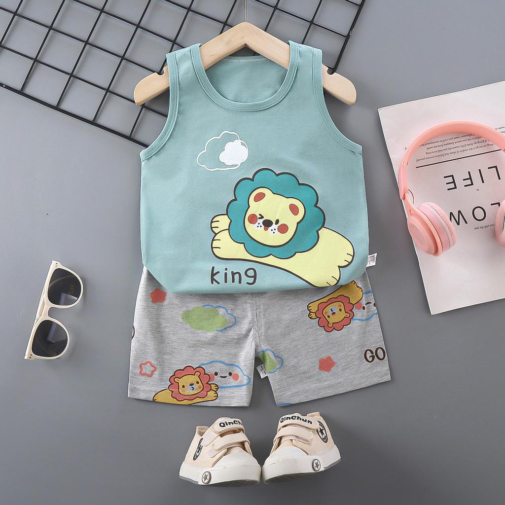 Children's Cotton Vest Set Summer Leisure Set for Boys and Girls
