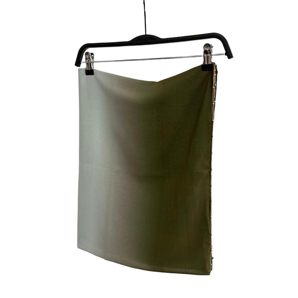Long Scarf With Gradient Pearl And Metal Embellishments For Women