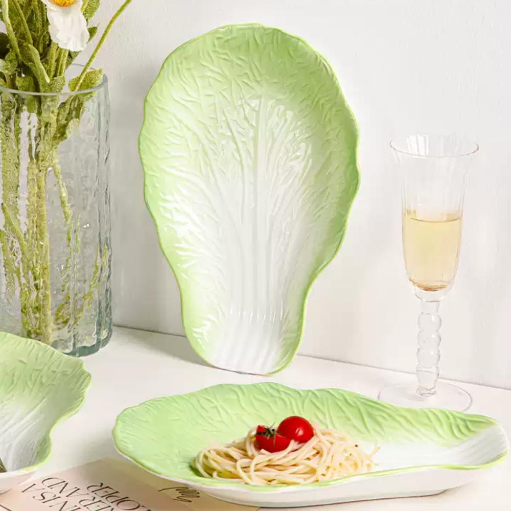 Creative Porcelain Plate Chinese Cabbage Shape Ceramic Homehold Tableware Vegetables Fish Fruit Salad Pasta Plates