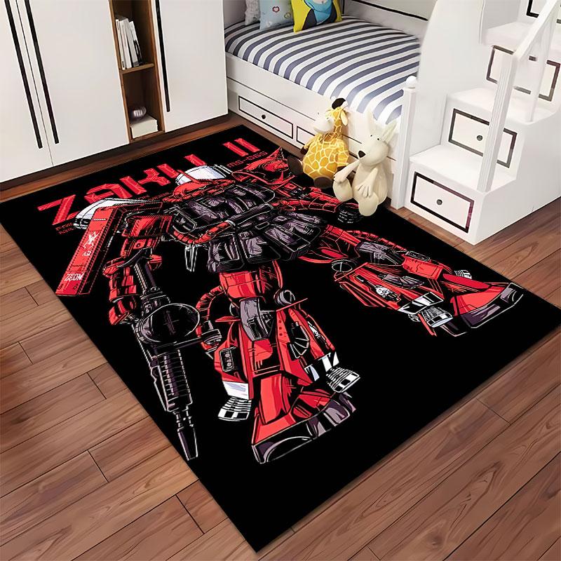 Red Zaku II Robot Design suitable as a non-slip mat for the living room or bedroom sofa