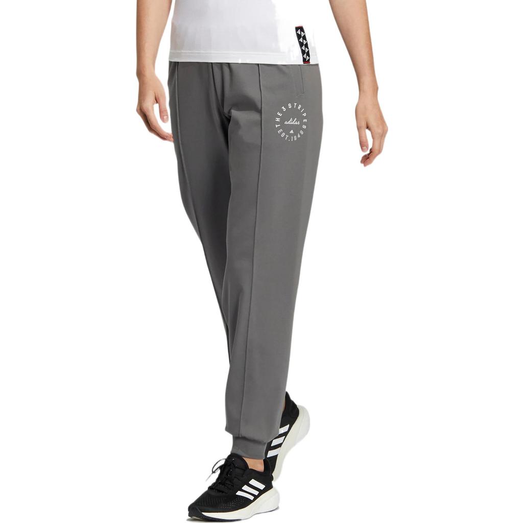 Adidas Solid Color Logo Embroidered Joggers Women Bottoms Gray HZ7063