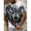 Мужская оригинальная футболка с 3D-принтом животного - Короткий рукав, Полиэфирное волокно, Круглый вырез, Стандартный стиль