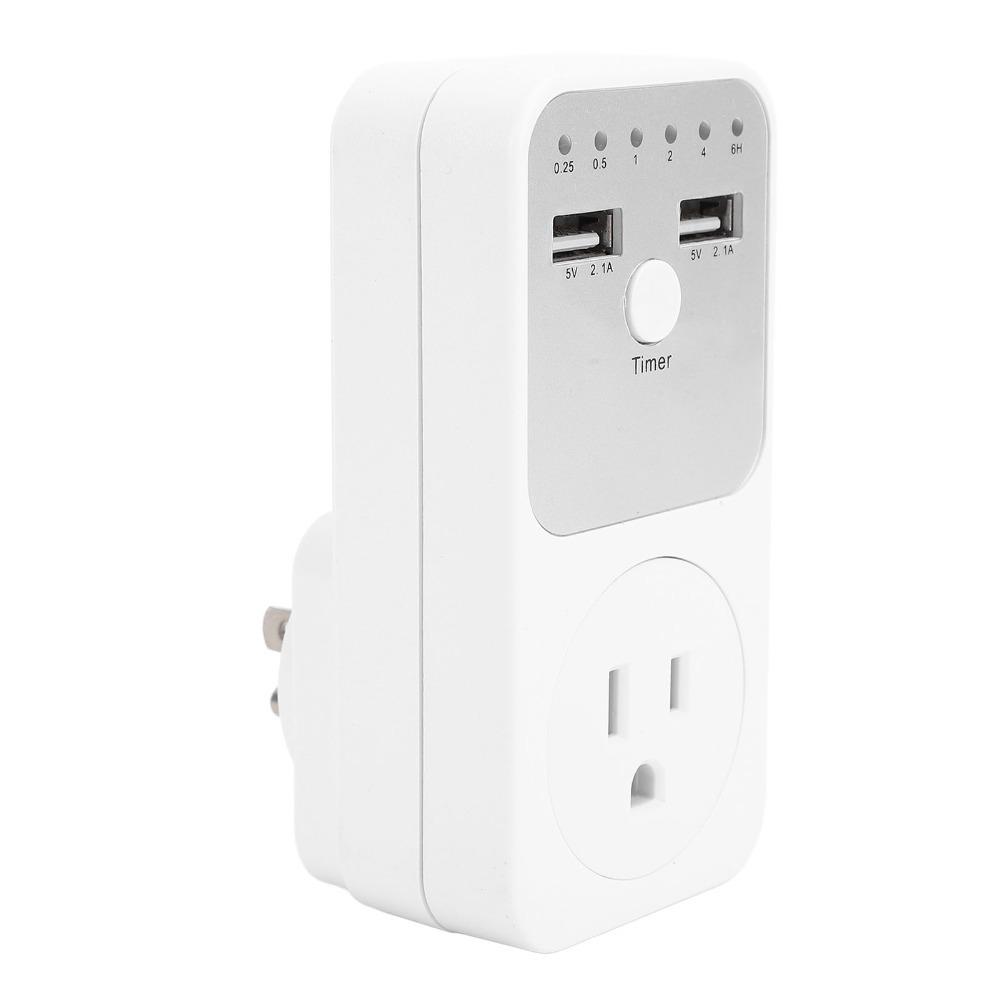 6H Timer Socket 2 USB Ports Voltage Protector Smart Home Countdown Timer Socket Lamps Indoor