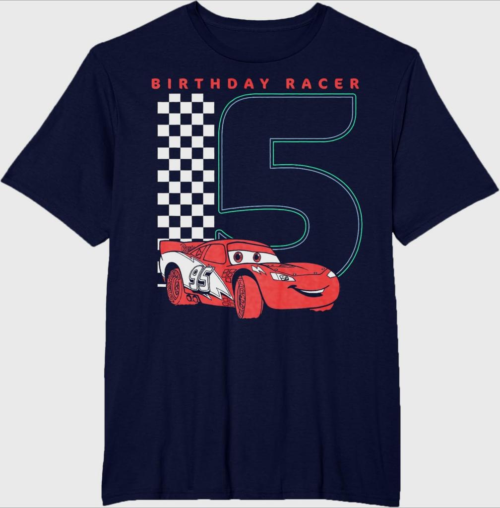 Disney Pixar Cars Lightning McQueen 2 3 4 5rd Birthday Contest Short Sleeve T-Shirt Summer Cotton Men's Women Tees Couple Unisex