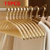 5/10/15pcs Gold Metal Hangers,Matte Aluminum Clothes Hangers for Aesthetic Home Decor,Dorm Room, Sturdy Space-Saving Hanger Rack