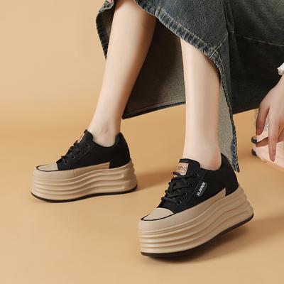 Новые женские повседневные туфли с низким верхом, толстая подошва, увеличение высоты 8 см, удобные, износостойкие, модные повседневные туфли