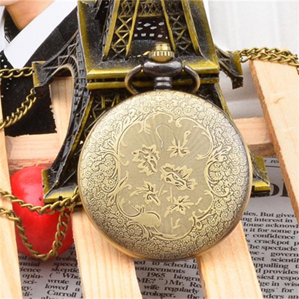 Винтажные бронзовые кварцевые карманные часы для мужчин и женщин, изысканные полые цифровые карманные часы