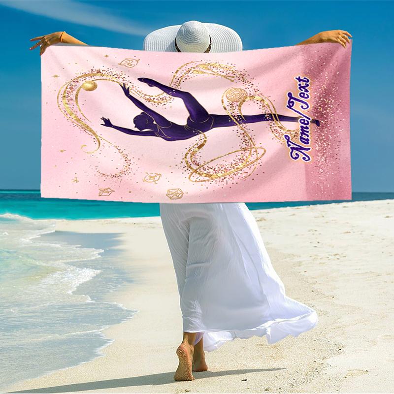 1PC Custom Name Gymnastics Art Dance Performance Beach Towel Highly Absorbent And Sand-Resistant Towel for Swimming, Pool, Yoga, And Travel Lightweigh