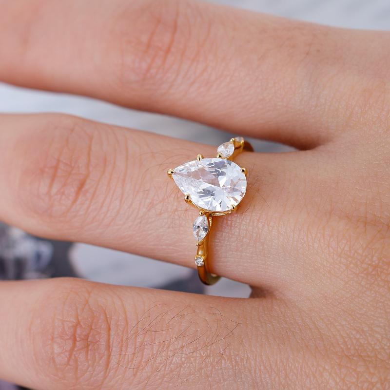 Серебряное кольцо S925 в форме капли 7*10 мм с муассанитом 2 карата, Изысканное ювелирное изделие, Модное и утонченное, Подходит для подарка