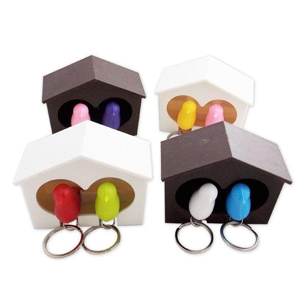 Брелок для ключей с 2 кольцами для ключей пара птиц неразлучной коричневой хижины