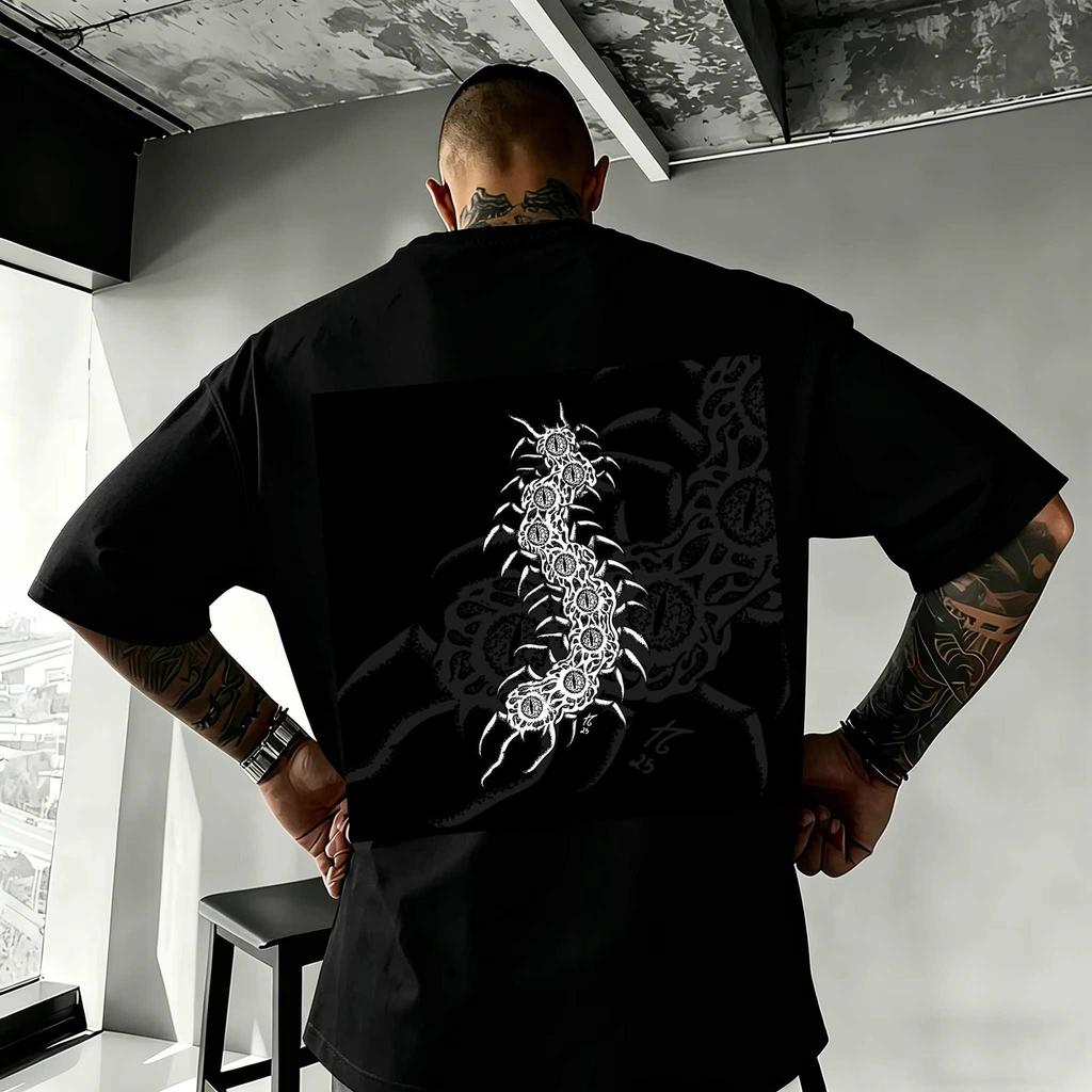 Classic Y2K Gothic Style High Street T-shirt Print Oversized T Shirt Harajuku Round Neck Cotton Tops Gothic Cotton Oversized T-shirts