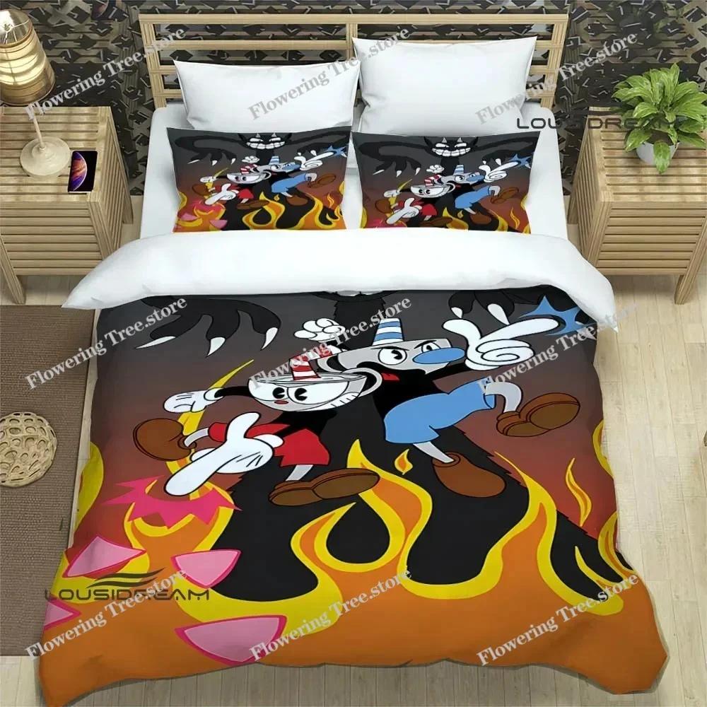 Комплекты постельного белья с мультяшным принтом Cuphead, Изысканный набор постельных принадлежностей, Пододеяльник, Набор одеял, Постельное белье, Роскошный подарок на день рождения