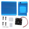Blue Aluminum Alloy Router Case with Cooling Fan Accessory Fit for NanoPi R2S