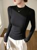 Женская футболка с длинным рукавом и полувысоким воротником, высокая эластичность, осень/зима 2025 - Передовой дизайн и приятная к коже