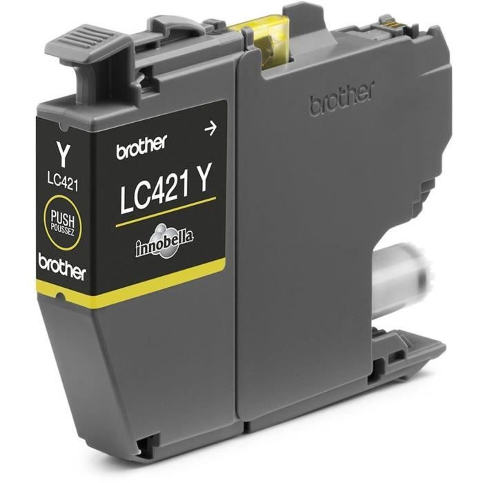 Cartouche D'encre LC421Y - BROTHER - Jaune Capacité Standard De 200 Pages - Pour DCP-J1050DW, MFC-J1010DW Et DCP-J1140DW