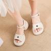 Fashion Retro Soft Flower Sandals for Women 2025 Summer Thick Heels New Elegant Temperament Roman Style Comfortable Open Toes High Heels