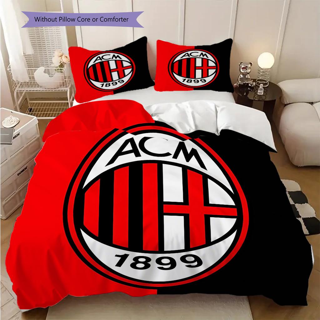 AC Milan Pattern Bedding Quilt Set Quilt Cover Pillowcase Home Decoration Birthday Gift (1 * duvet cover + 2 * pillowcase, without core)